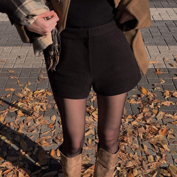 厚手ウールウィンターショートパンツ BLACK