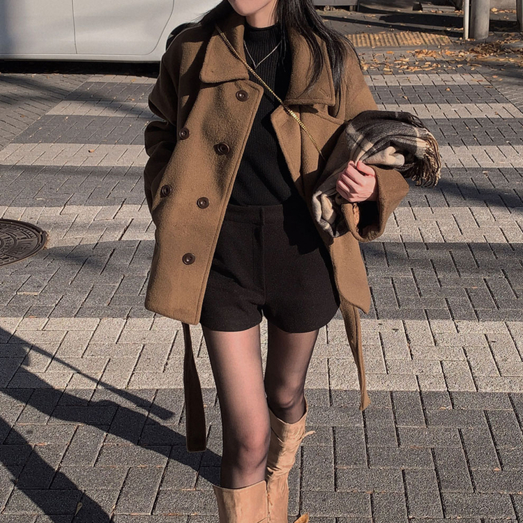 厚手ウールウィンターショートパンツ BLACK