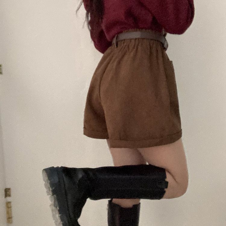 【ベルト付き】コーデュロイハーフパンツ BROWN