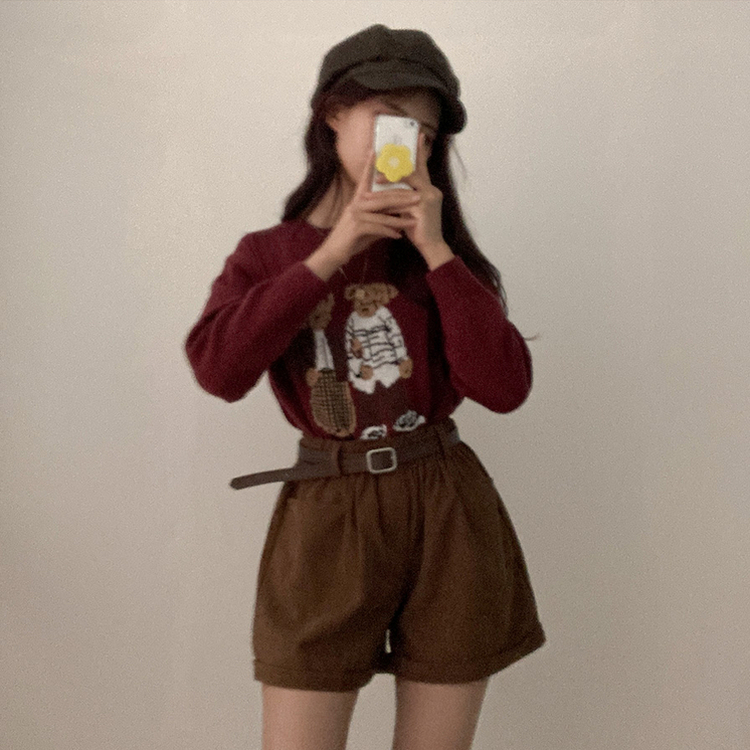 【ベルト付き】コーデュロイハーフパンツ BROWN