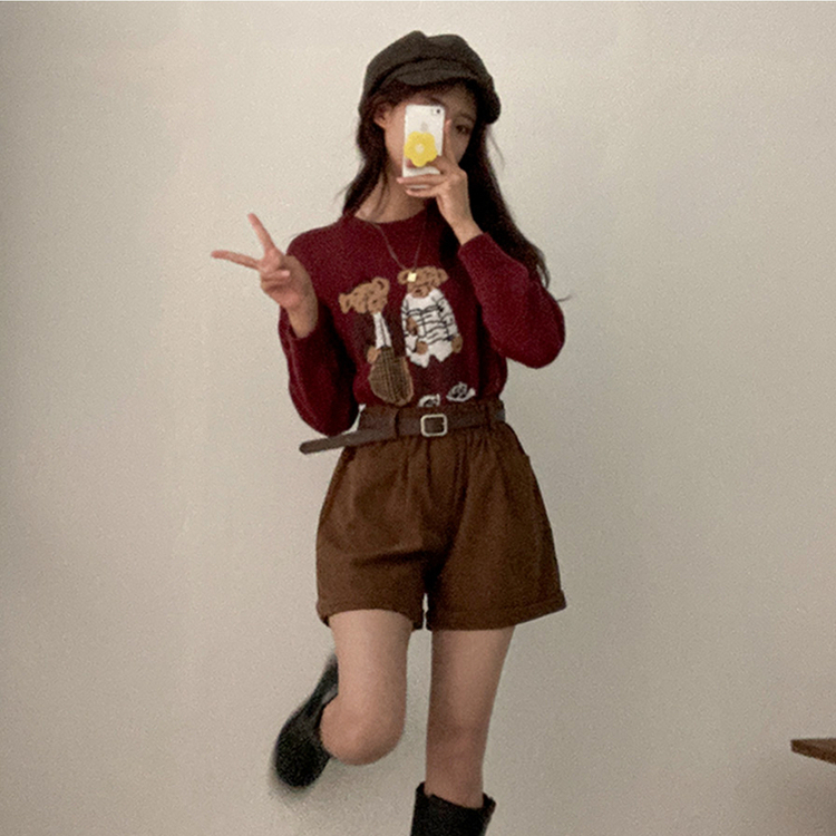 【ベルト付き】コーデュロイハーフパンツ BROWN