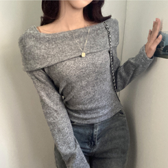 ふんわりオフスクエア長袖Tシャツ GREY