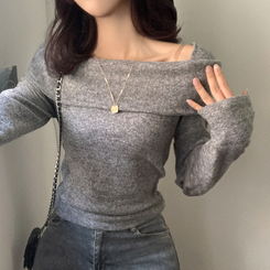 ふんわりオフスクエア長袖Tシャツ GREY