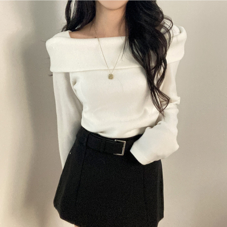 ふんわりオフスクエア長袖Tシャツ IVORY