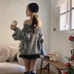 スノーノルディックバルーンオフニット GREY