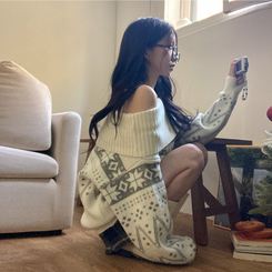 スノーノルディックバルーンオフニット WHITE