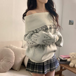 スノーノルディックバルーンオフニット WHITE