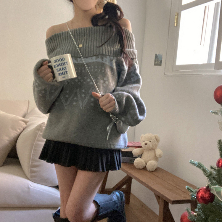 スノーノルディックバルーンオフニット GREY