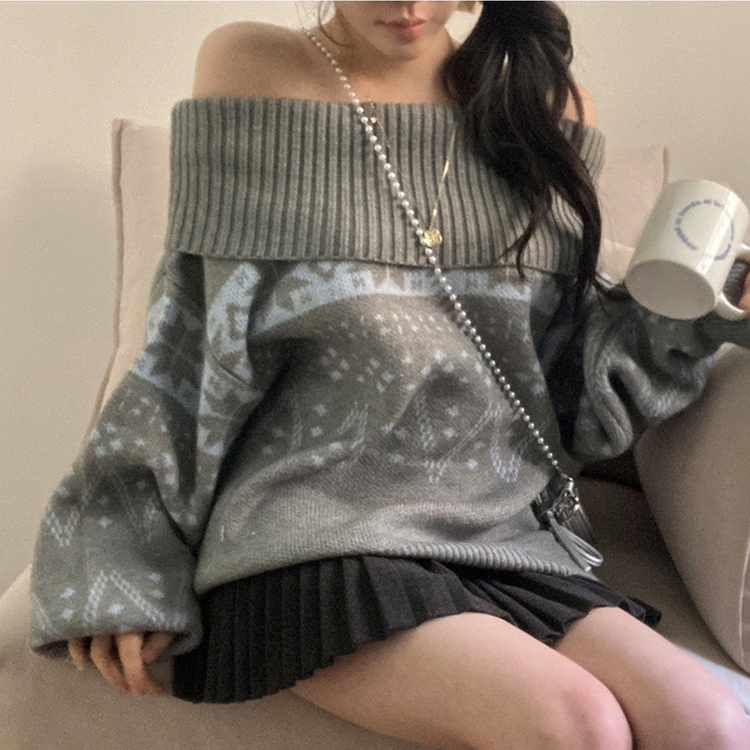 スノーノルディックバルーンオフニット GREY