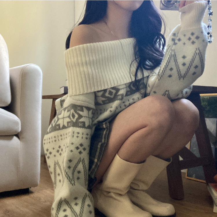 スノーノルディックバルーンオフニット WHITE