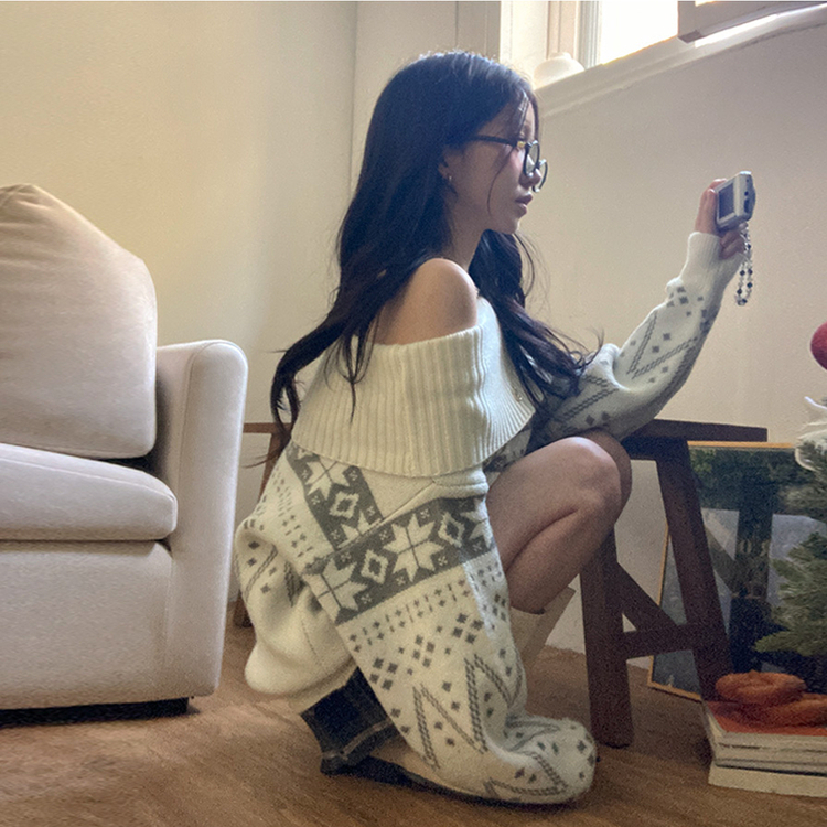 スノーノルディックバルーンオフニット WHITE