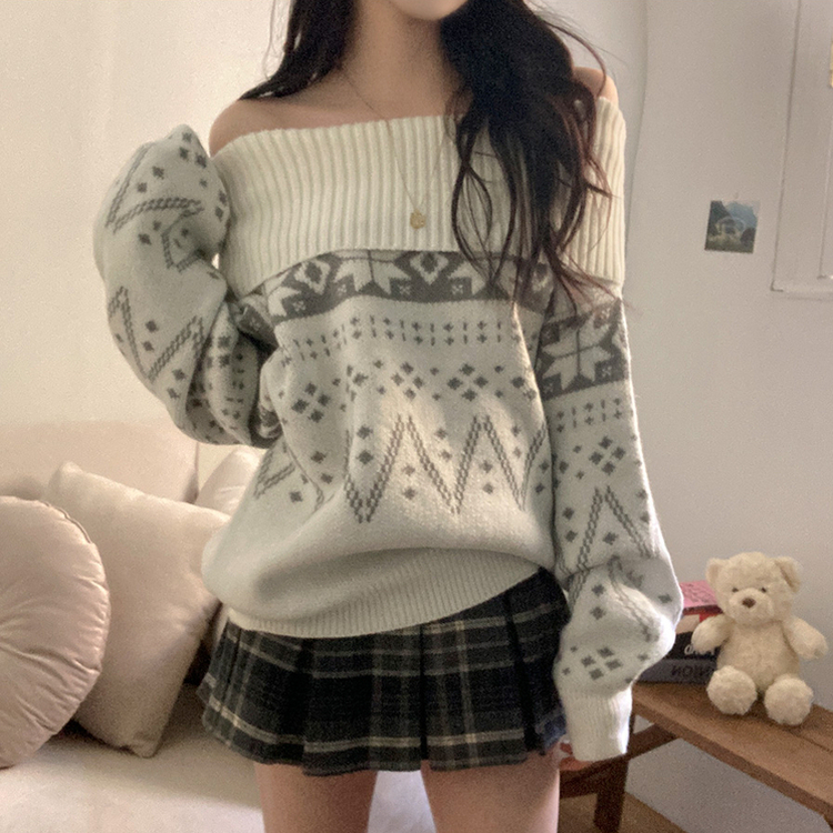 スノーノルディックバルーンオフニット WHITE