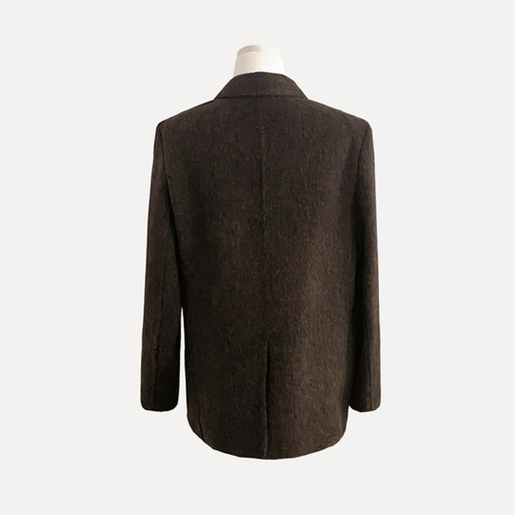 겨울 데이트날 헤링본 더블 버튼 핸드메이드 카라 코트 자켓