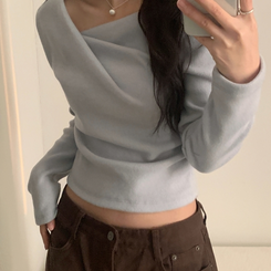 이사벨 기모 셔링 드레이프 긴팔티셔츠 소라