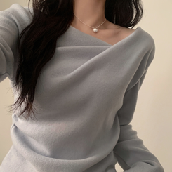 이사벨 기모 셔링 드레이프 긴팔티셔츠 소라