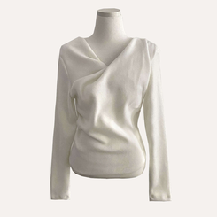 이사벨 기모 셔링 드레이프 긴팔티셔츠