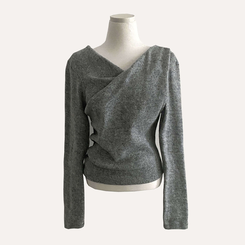 이사벨 기모 셔링 드레이프 긴팔티셔츠