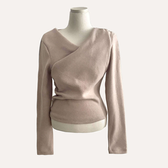 이사벨 기모 셔링 드레이프 긴팔티셔츠