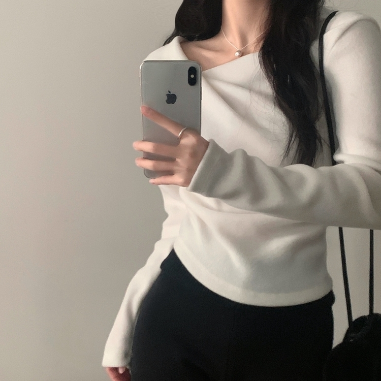 이사벨 기모 셔링 드레이프 긴팔티셔츠 아이보리