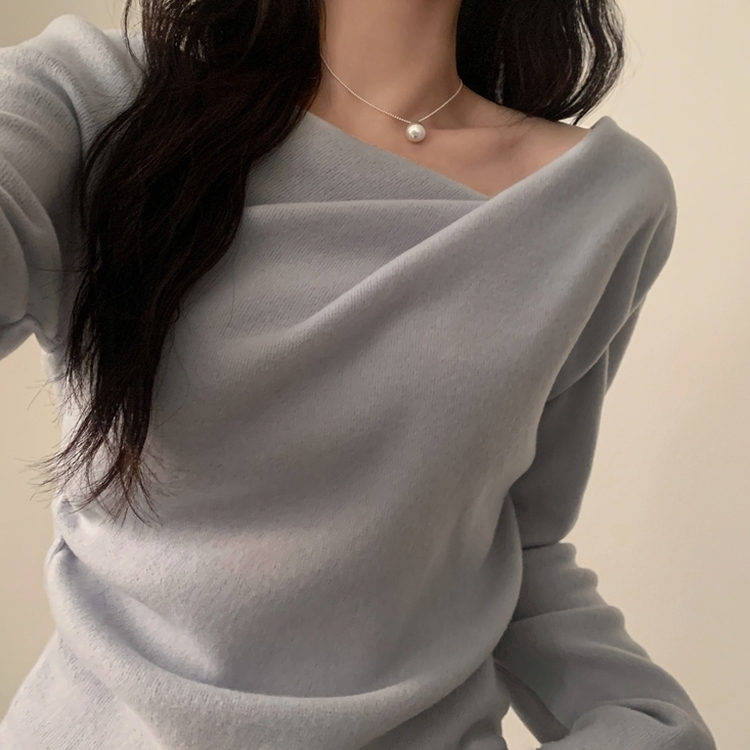 이사벨 기모 셔링 드레이프 긴팔티셔츠 소라