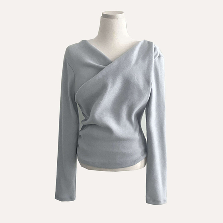 이사벨 기모 셔링 드레이프 긴팔티셔츠