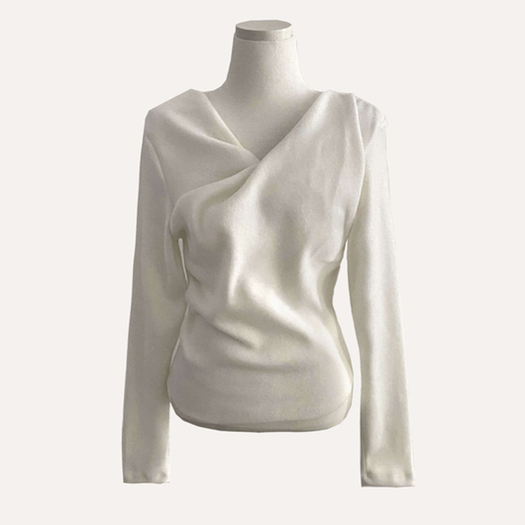 이사벨 기모 셔링 드레이프 긴팔티셔츠