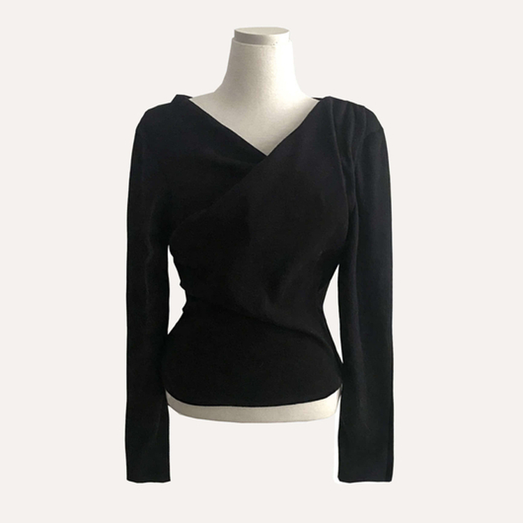 이사벨 기모 셔링 드레이프 긴팔티셔츠