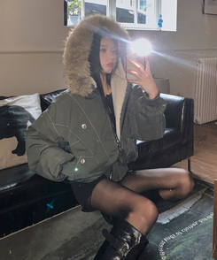 【ファー着脱可能】ビッグフードジップアップミリタリージャンパー KHAKI