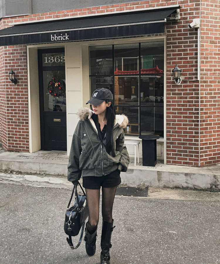 【ファー着脱可能】ビッグフードジップアップミリタリージャンパー KHAKI