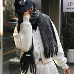 【起毛】クロップフードジップアップ(6color) WHITE