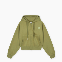 【起毛】クロップフードジップアップ(6color)