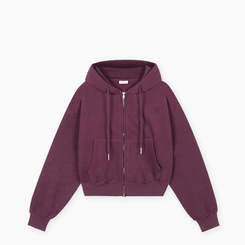 【起毛】クロップフードジップアップ(6color)