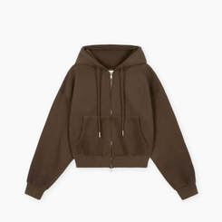 【起毛】クロップフードジップアップ(6color)