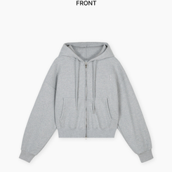 【起毛】クロップフードジップアップ(6color)