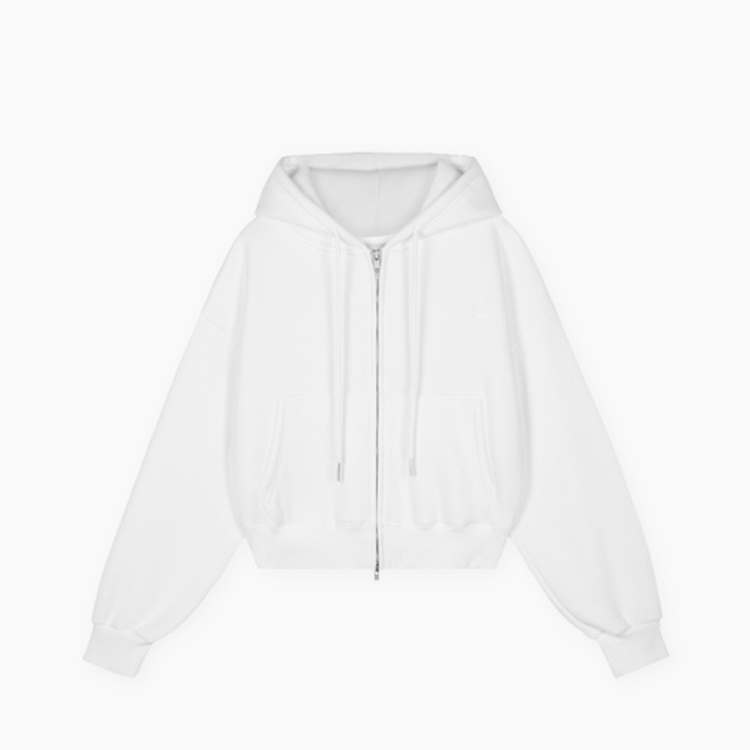 【起毛】クロップフードジップアップ(6color)