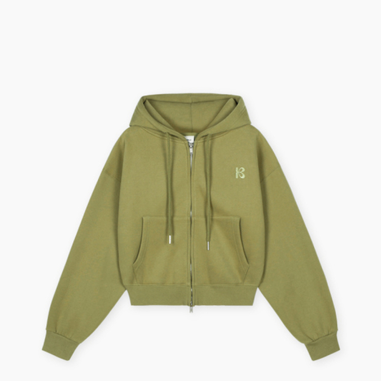 【起毛】クロップフードジップアップ(6color)