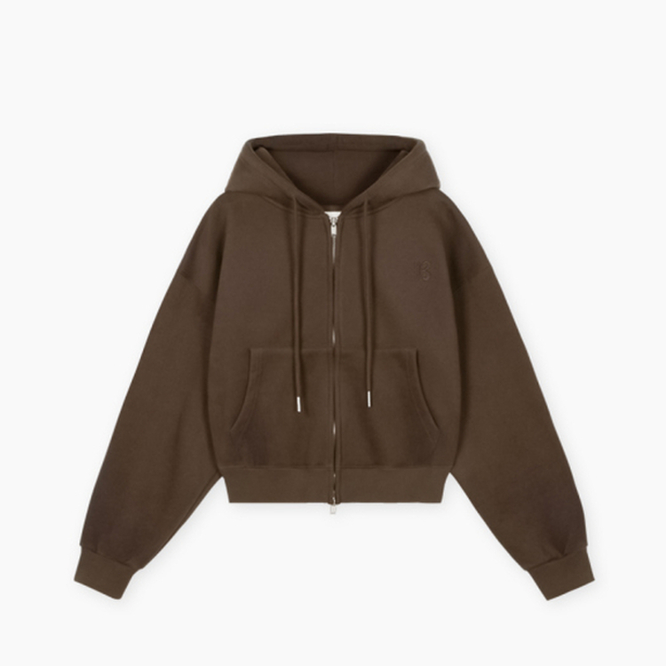 【起毛】クロップフードジップアップ(6color)