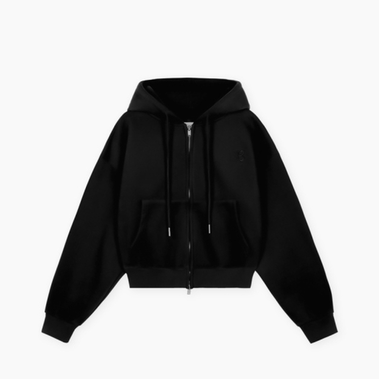 【起毛】クロップフードジップアップ(6color)