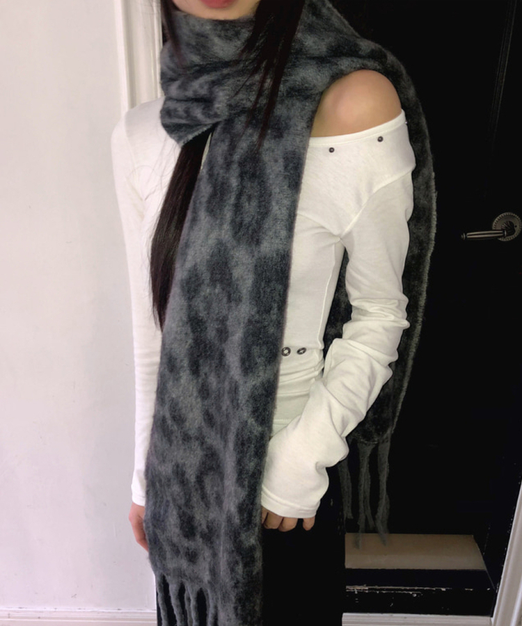 レオパードマフラー CHARCOAL