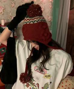 ニットフィンガーホール手袋 BLACK