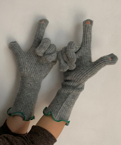 ニットフィンガーホール手袋 GREY