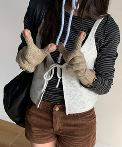 ニットフィンガーホール手袋 BEIGE