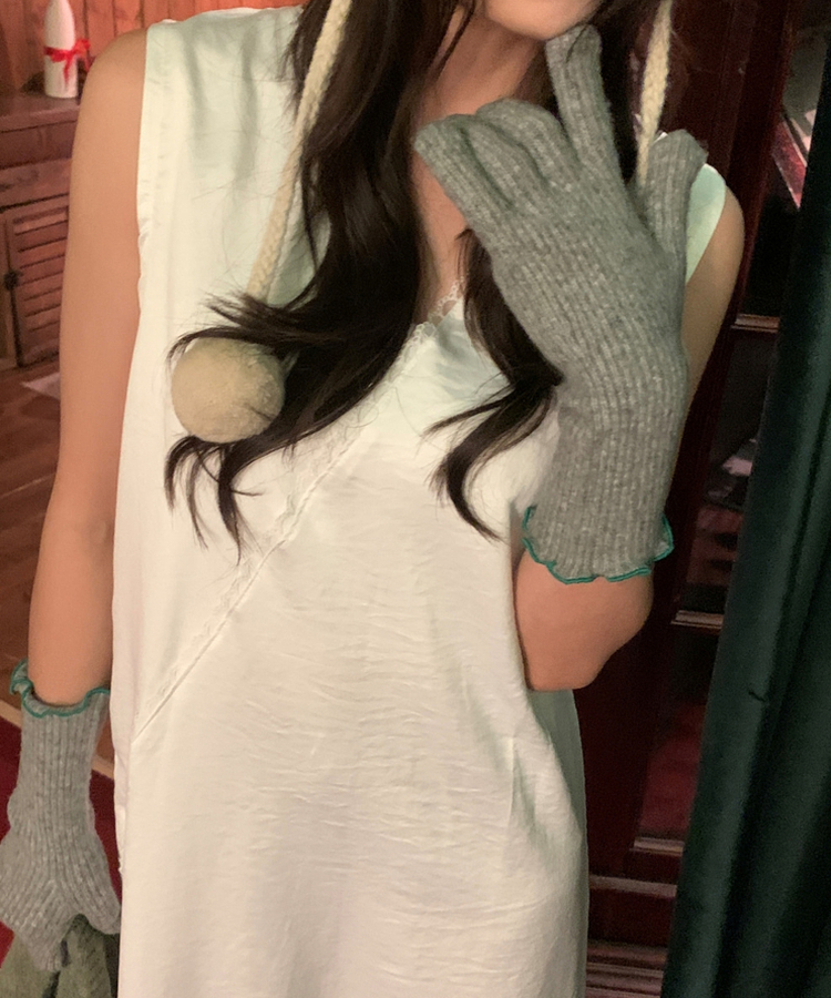 ニットフィンガーホール手袋 GREY