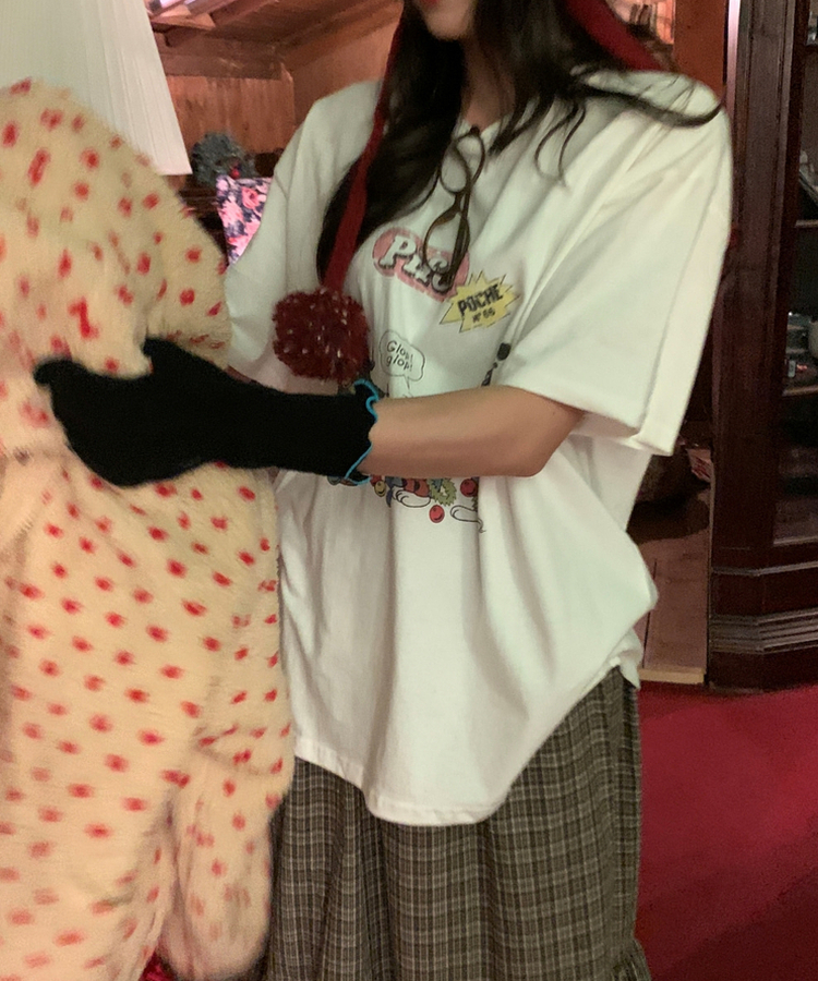 ニットフィンガーホール手袋 BLACK