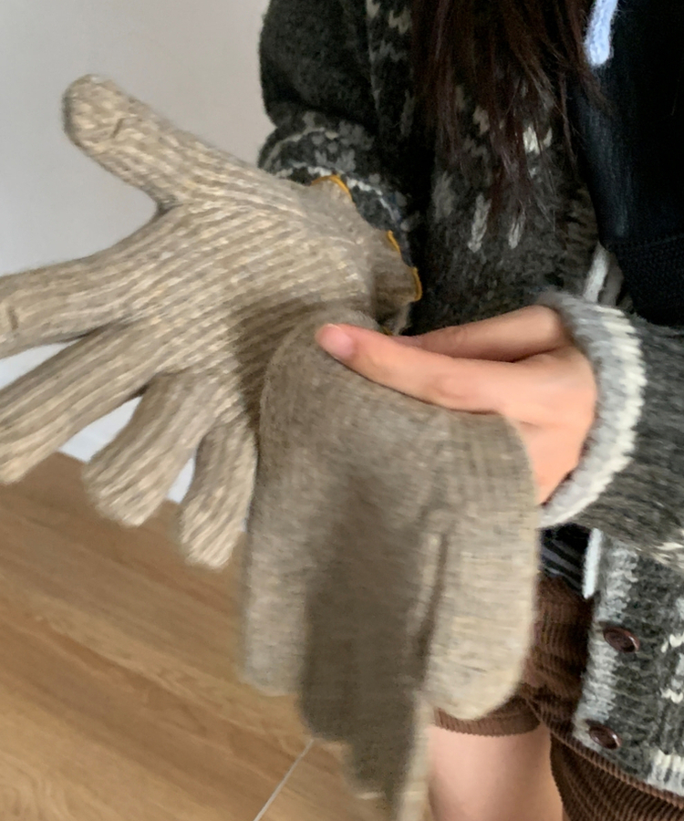 ニットフィンガーホール手袋 BEIGE