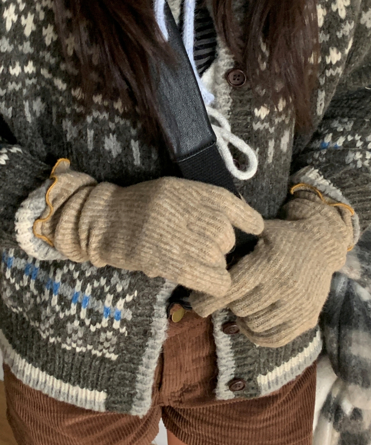 ニットフィンガーホール手袋 BEIGE