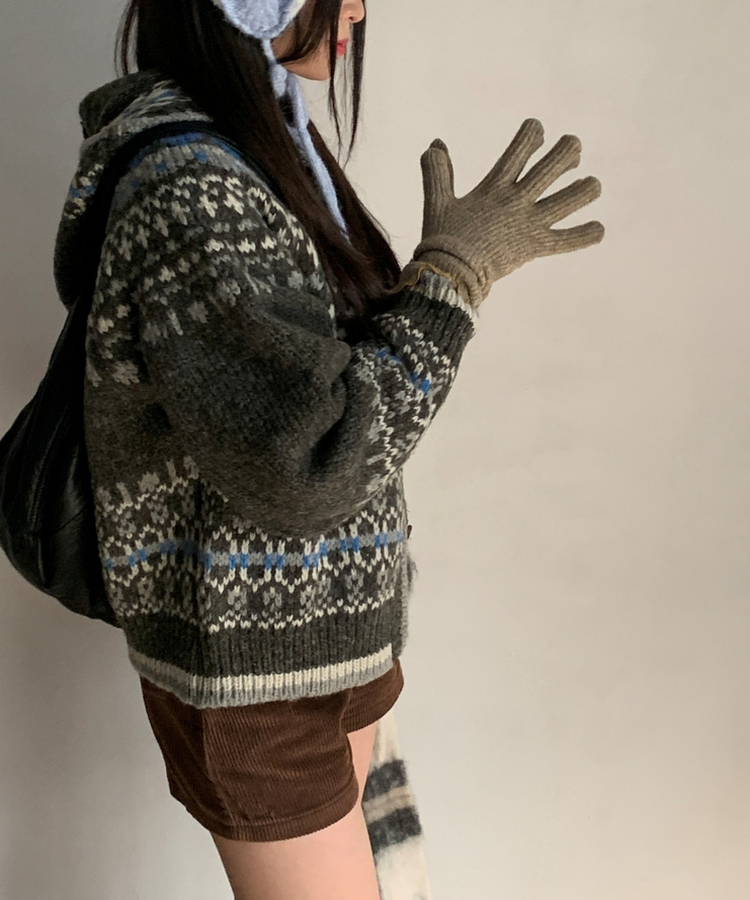 ニットフィンガーホール手袋 BEIGE