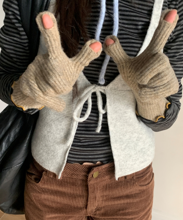 ニットフィンガーホール手袋 BEIGE
