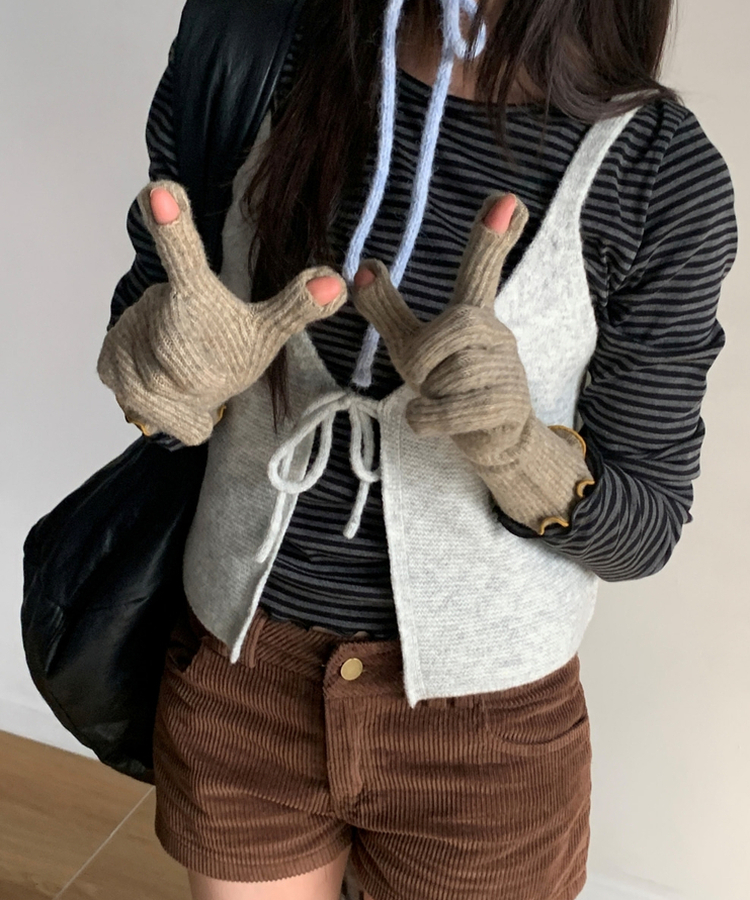 ニットフィンガーホール手袋 BEIGE