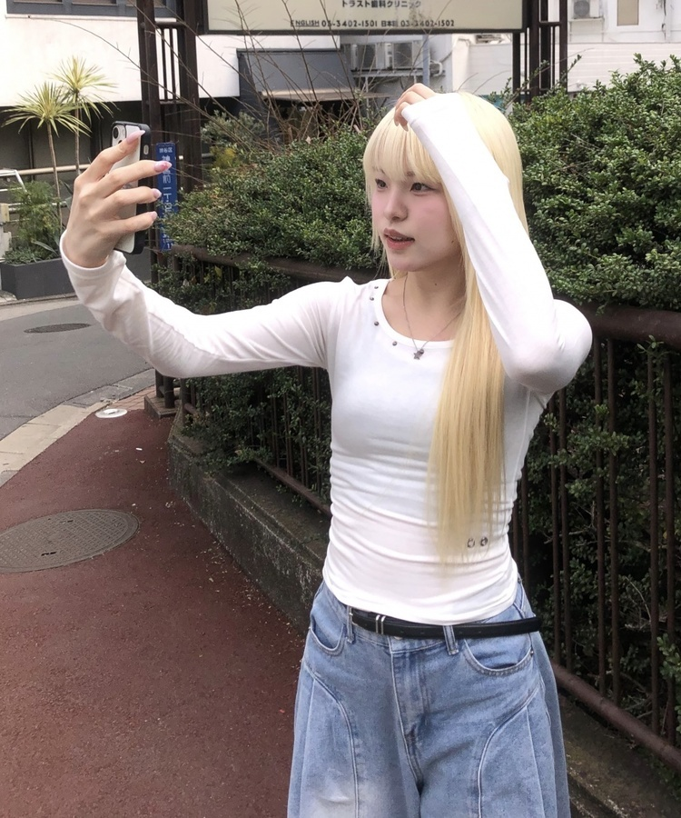 (기모)피스 슬림핏 긴팔티